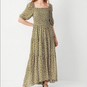 Ann Taylor Smocked bodice floral maxi dress